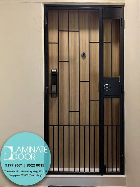 "Main Door + Mild Steel Gate + Digital Lock" 😍 Best bundles available at Laminate Door with wide range of Laminate designs. 🤩 Why are you waiting? Let's start enquire with our professional sales to grab your bundles. Steel Gate Jali Design, Main Door Window Grill Design, Iron Main Door Gate Design, Main Door Grill Design Entrance, Grills Door Design, Grill Entrance Door, Safety House Ideas, Main Door Design Entrance Steel, Ms Saftydoor Design