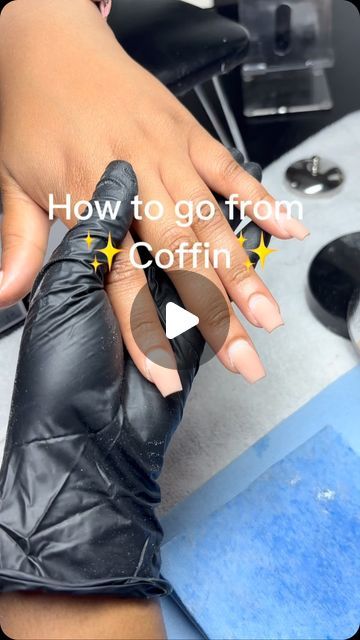 Jo’MayaBeautyBar on Instagram: "How to go from coffin to square shape in a few easy steps.  I swear it’s as easy as it looks!   @jomayabeautybar   #nolanailtech #naileducation #nailrefill" Square Vs Coffin, How To Shape Coffin Shaped Nails, How To Do Coffin Shaped Nails, Coffin Vs Square Nails, How To Shape Nails Step By Step, Nail Designs Square Shape, Square French Manicure, Simple Nails Square, How To Shape Nails