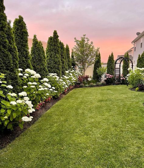 Ranch Landscape Ideas Front Yard, Colonial Home Landscaping Front Yard, Tree Line Landscaping, European Backyard Landscaping, Faux Grass Patio, Square Backyard Landscaping Layout, Cedar Landscaping, European Backyard, Garden Backyard Design