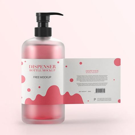 Sanitizer Bottle, Drinks Packaging Design, Cosmetic Labels, Shampoo Dispenser, Free Mockup Templates, Skincare Packaging, Pump Bottle, Mockup Downloads, Cosmetic Bottles