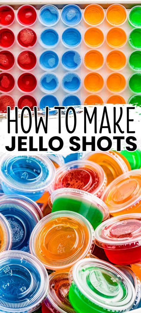 Vodka Jello Shots are a classic party cocktail that's easy to make and can be made in any flavor you love! Make a bunch, they go fast! Orange Jello Shots Tequila, Jello Shots With Rum Recipe, Hello Shots Recipes Vodka, Jello Shot Recipes Tequila, How To Make Jello Shots, Grape Jello Shots, Jell-o Shots, Lime Jello Shots, Orange Jello Shots