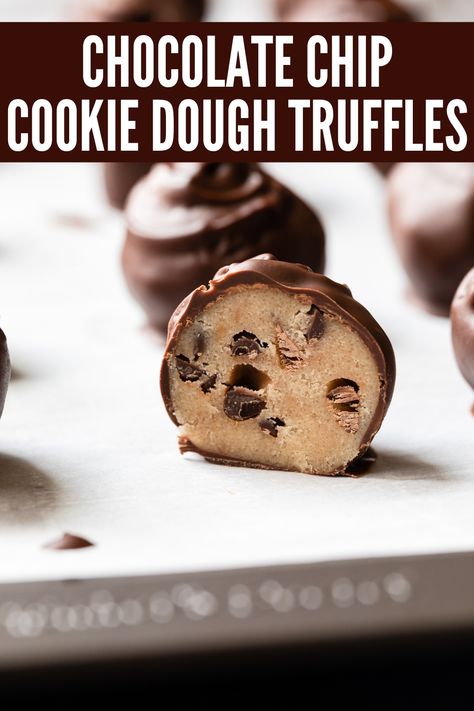 Chocolate Chip Cookie Dough Truffles, Buttery Cookie, Eggless Chocolate Chip Cookies, Make Chocolate Chip Cookies, Cookie Dough Truffles, Raw Cookie Dough, Easy Chocolate Chip Cookies, Homemade Candy, Truffle Recipe