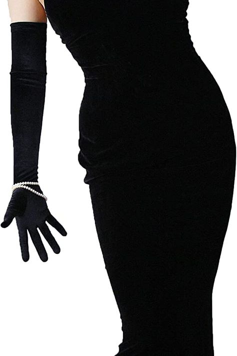 Long Black Gloves Outfits, Black Gloves Outfit, Velvet Opera Gloves, Prom Dress With Gloves, Dresses With Gloves, Gown With Gloves, Prom Gloves, Long Black Gloves, Gloves Outfit