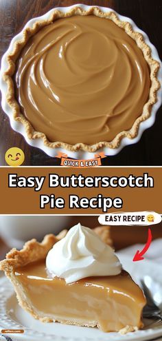 Butterscotch Pie Best Butterscotch Pie Recipe, Easy Butterscotch Pie, Kitkat Fudge, Butterscotch Pie Filling, Butterscotch Cream Pie, Butterscotch Filling, Winter Pies, Scotch Pie Recipe, Butterscotch Pie Recipe