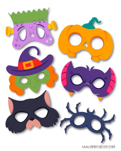 Printable Halloween Masks For Kids, Halloween Masks Diy, Paper Masks For Kids, Halloween Masks For Kids, Haloween Mask, Printable Halloween Masks, Scary Masks, Diy Halloween Masks, Class Crafts