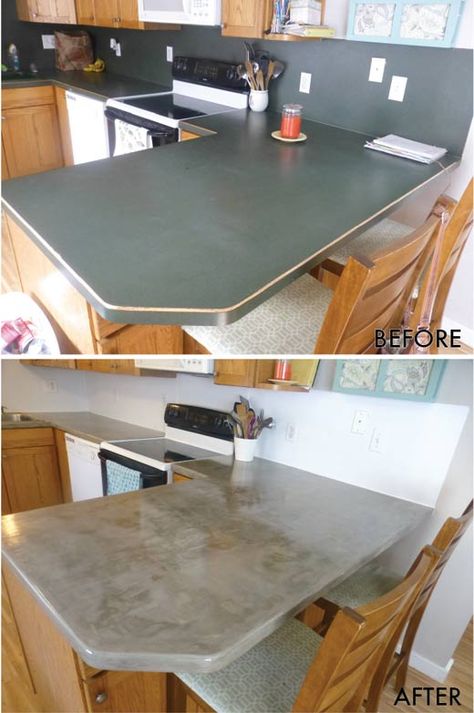 Concrete Over Laminate Countertops, Diy Concrete Countertops Over Laminate, Countertop Makeover, Concrete Countertops Over Laminate, Best Laminate, Outdoor Kitchen Countertops, Diy Concrete Countertops, Kitchen Counter Top, Diy Concrete