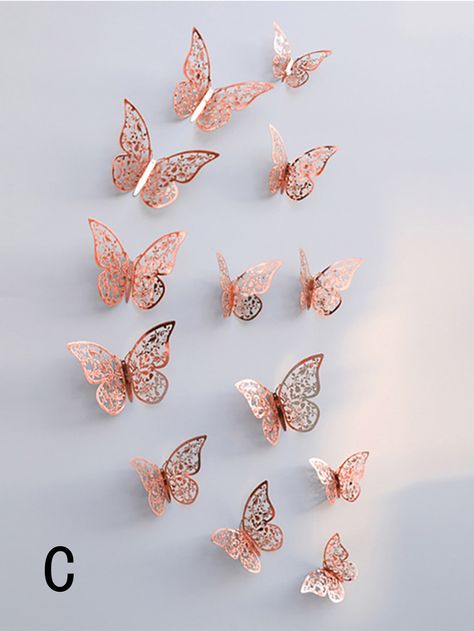 Window Decor Diy, Mirrored Mirror, Rose Gold Rooms, Glitter Butterflies, Rose Gold Aesthetic, Rose Gold Butterfly, Diy Wall Stickers, Mirror Room, Tv Cars