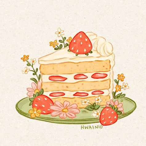 Desserts Drawing, Valentines Illustration, Cake Drawing, Pizza Sandwich, Cake Illustration, Pasta Food, Food Illustration Art, Kawaii Illustration, Cute Food Drawings