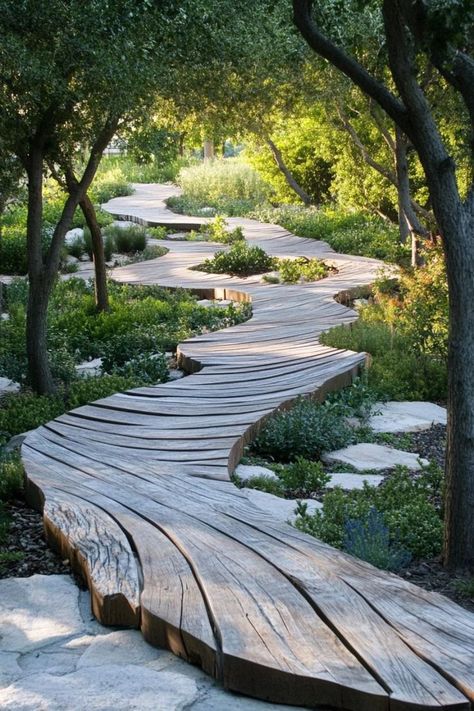 Upgrade your garden with sustainable materials! 🌳🏡 Use reclaimed wood and recycled stone for an eco-friendly landscape. 🌿♻️ #SustainableLandscaping #GreenLiving #EcoFriendly Veneer Art, Garden Wood, Sustainable Landscaping, Video Garden, Landscape Architecture Design, Have Inspiration, Garden Pathway, Fashion Mistakes, Outdoor Landscaping