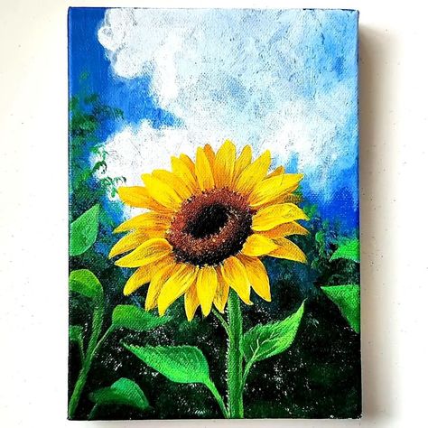 Painting Sunflowers On Canvas, Paint And Sip Sunflower, 3d Sunflower Painting, Sun Flower Acrylic Painting, Sunflower Garden Painting, Canvas Painting Sunflower, Sunflower Painting Acrylic Canvases, Acrylic Painting On Canvas Ideas, Sunflower Painting Acrylic Easy