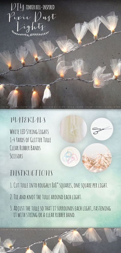 String Light DIY ideas for Cool Home Decor | Tinkerbell Inspired Pixie Dust Lights are Fun for Teens Room, Dorm, Apartment or Home | http://diyprojectsforteens.com/diy-string-light-ideas/ Diy String Lights, Diy Lampe, Tafel Decor, Folding Origami, Decor Ikea, Diy And Crafts Sewing, Home Goods Decor, Craft Wedding, Led String Lights