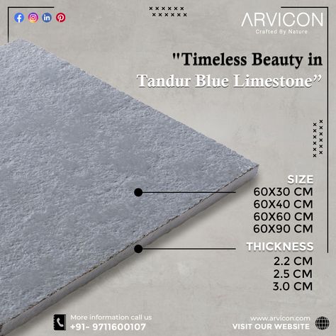 Experience the soothing allure of Tandur Blue Limestone to your flooring, walling and any outdoor applications. Beyond its aesthetic allure, boasts remarkable durability. Enduring power of nature, standing strong against time and all weather. . For more information :- https://arvicon.com/ ☎+91-9711600107 💌 arvicon@arvicon.com . #TandurBlueLimestone #NaturalStone #BlueHues #ElegantFlooring #OutdoorElegance #IndoorCharm #LimestoneBeauty #TimelessTexture #SereneSpaces #StoneInspiration Blue Limestone, Design Theme, Power Of Nature, Stand Strong, Blue Hues, Timeless Beauty, More Information, Flooring, Texture