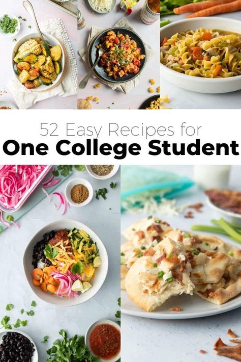 Crockpot College Meals, Easy Dinner Recipes Single Serving, Essen, Kos, Easy Healthy Recipes For College Student, Healthy Dinner College Student, Healthy College Student Meals, Healthy Quick Dinner For One, Dinner Ideas Single Person