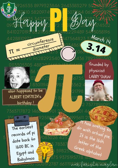 Alhamdulillah, this poster won the 1st place in Pi Day Poster Contest organized by our Maths Panel of Sekolah Tun Fatimah ! :) Pi Day Poster, Maths Day Poster, Maths Day, Board Decoration, Pi Day, 1st Place, The Creator