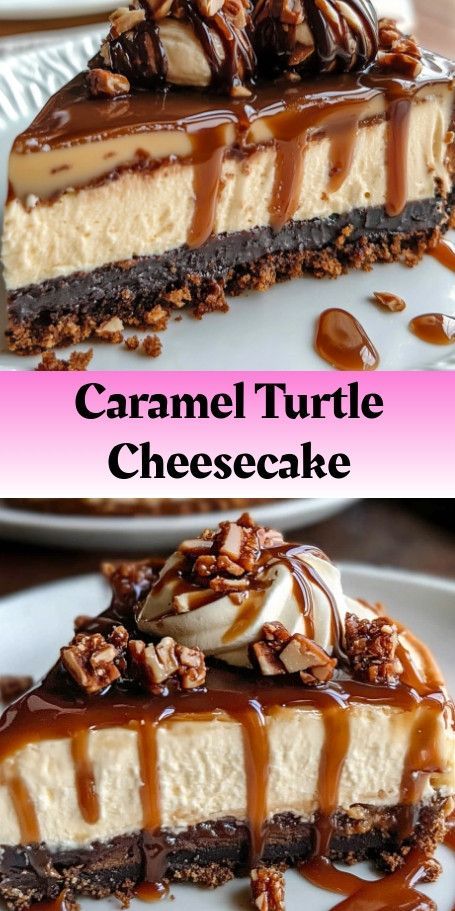 No-Bake Caramel Turtle Cheesecake Recipe - Decadent and Easy Dessert Pin Description: Indulge in the rich, gooey goodness of this no-bake caramel turtle cheesecake, a decadent treat perfect for special occasions. #NoBakeCheesecake #CaramelTurtle #CheesecakeLovers #DessertInspiration #IndulgentDessert #EasyNoBakeRecipe #ChocolateLovers #PecanDessert #SweetTooth #DessertGoals Caramel Turtle Cheesecake, Easy Caramel Cheesecake, Turtle Cheesecake Bars, Turtle Cheesecake Recipe, Caramel Cheesecake Recipes, Turtle Cheesecake Recipes, No Bake Chocolate Cheesecake, Pecan Desserts, Turtle Cheesecake