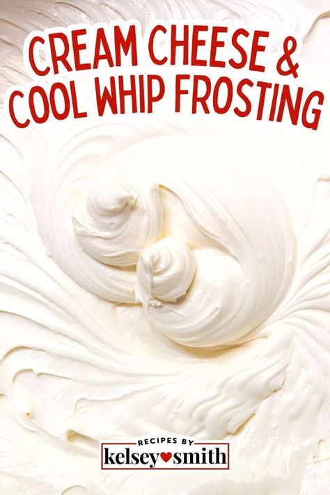 Cool Whip cream cheese frosting is creamy yet fluffy frosting made with cream cheese, salted butter, powdered sugar, and whipped topping. Adding Cool Whip lightens up both the consistency and the sweetness, giving you a slightly lighter alternative. The key is ensuring the cream cheese and butter are softened to room temperature. Cream cheese Cool Whip frosting is one of my favorite frostings for red velvet cupcakes, but you can also use this for sheet cakes. Cream Cheese Cool Whip Frosting, Cool Whip Cream Cheese Frosting, Cream Cheese And Cool Whip, Whip Frosting, Cool Whip Frosting, Finger Desserts, Whipped Cream Cheese Frosting, Fluffy Frosting, Frosting Recipes Easy