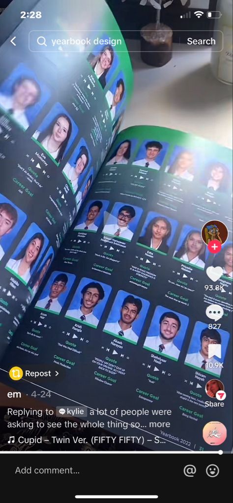 High School Yearbook Themes Spotify, Year Book Ideas Highschool Pages, Senior Section Yearbook Ideas, Good Yearbook Themes, High School Musical Yearbook Theme, Yearbook Mods Ideas, Yearbook Club Ideas, Highschool Yearbook Design Layout, Spotify Wrapped Yearbook Theme