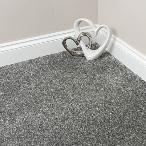 Create an luxurious look and feel with the Dolphin Grey Artemis Luxury Saxony Carpet and its elegant grey hue. This carpet has a sophisticated silver grey colour that looks beautiful in a wide range of rooms from bedrooms and living rooms to studies and dining rooms. The light and neutral colour makes it easy to match this carpet to almost any room style or colour. Get an amazingly soft and comfy floor with this Artemis carpet and its cushioned feel underfoot. With its 17mm polypropylene pile, t Bedroom Grey Carpet, Carpet Ideas Bedroom, Dark Grey Carpet Living Room, Grey Carpet Bedroom Ideas, Silver Grey Carpet, Grey Carpet Living Room, Colours That Go With Grey, Saxony Carpet, High Gloss Floors