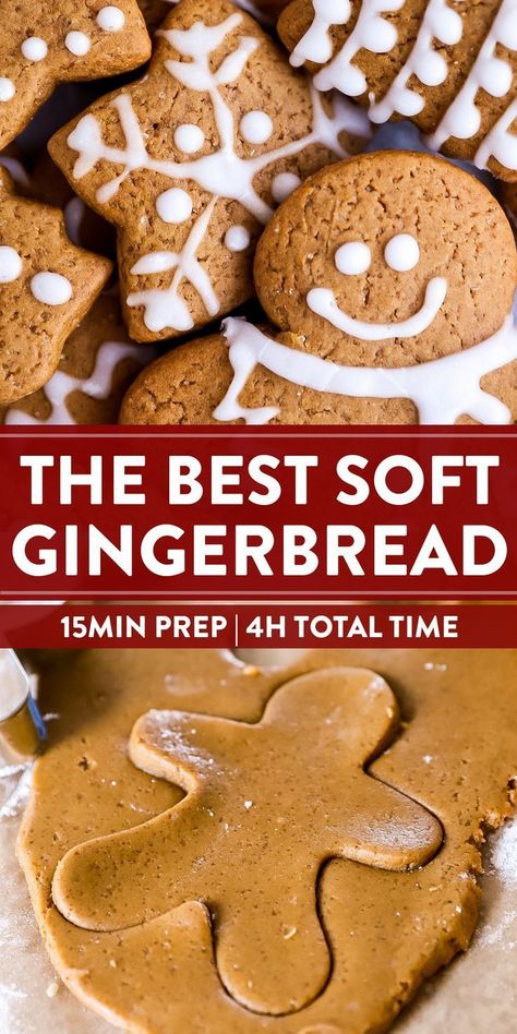 Soft Ginergerbread Cookie, Softest Gingerbread Cookies, Go Gerbread Cookies, Ginergerbread Cookie, Ginger Christmas Cookies, Christmas Spice Cookies, Iced Gingerbread Cookies, Gingerbread Cookies Easy, Cookies Easy Recipe