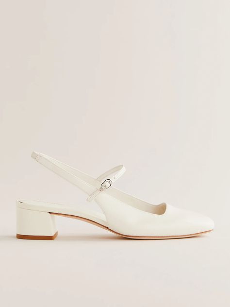 Closed Toe Heels | Sustainable Shoes | Reformation Closed Toe Wedding Shoes, White Block Heels, Sustainable Shoes, Closed Toe Heels, Wedding Dress Shoes, Low Heel Shoes, White Heels, Wedding Heels, Low Block Heels