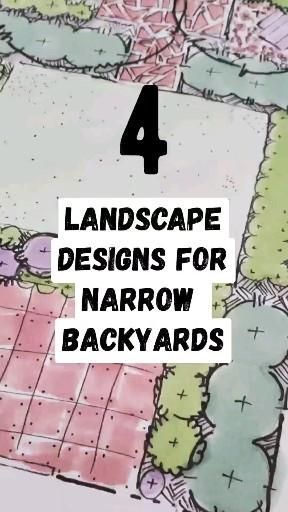 Small Narrow Garden Ideas, Narrow Landscape, Narrow Patio Ideas, Illustrated Landscape, Narrow Gardens, Rectangle Garden Design, Narrow Backyard Ideas, Yard Fencing, Small Garden Plans