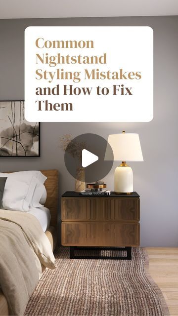 Kiva Brent | Affordable Home Styling on Instagram: "Raise your hand if your nightstand look like a trash can right now because you can’t figure out how to style it 😅👋🏽👋🏽👋🏽. Here are the 3 nightstand styling mistakes you are probably making and how to fix them! Comment “👩🏽‍🍳” for kitchen island styling tips and send this video to your friend with a messy nightstand!!!" Small Nightstand Decor Ideas, Staging Nightstands, How To Decorate A Bedside Table, Large Nightstand Decor, Bedside Table Styling Ideas, Messy Nightstand, Night Stand Decor Ideas, Nightstand Styling Ideas, Simple Nightstand Decor