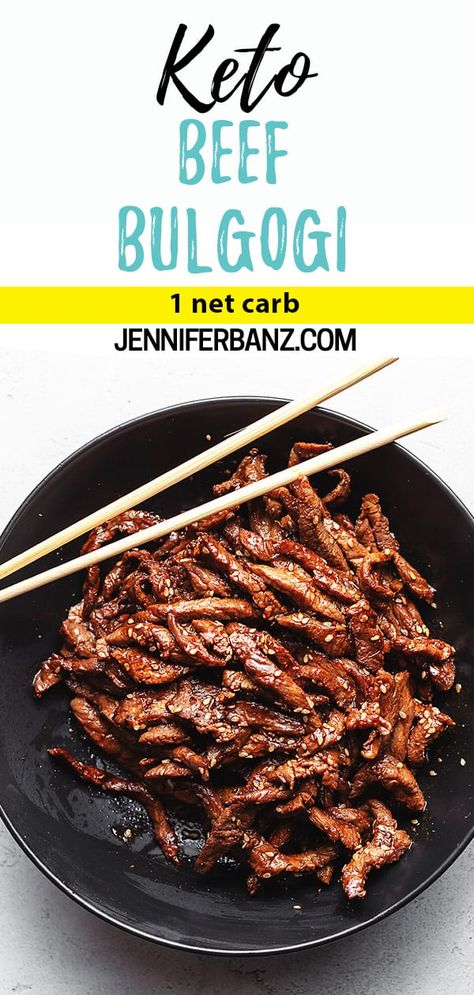 Looking for something different at your keto table for dinner? Keto Beef Bulgogi is a classic Korean dish with tender steak marinated with mildly sweet, savory flavors. Pair with cauliflower rice and make this a perfect Korean inspired bowl! You'll be skipping ordering Korean take-out and dining at your low carb table instead! Steak Marinated, Dinner Keto, Keto Beef, Low Carb Low Fat Recipes, Tender Steak, Bulgogi Beef, Best Low Carb Recipes, Carb Foods, Korean Dishes