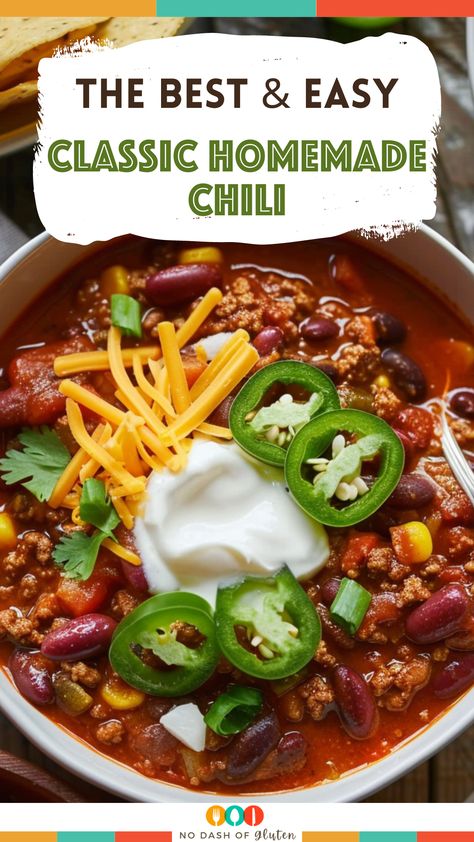 Classic Homemade Chili Chili Recipe On Stovetop, Easy Beef Chili Recipe Stovetop, Easy Stove Top Chili, Classic Chilli Recipes, Chilli With Corn, Easy Chili Recipe Stovetop Simple, Stove Top Chili Recipe Easy, Trader Joe’s Chili Recipe, Non Spicy Chili Recipe