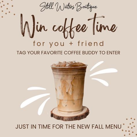 ☕️𝗪𝗶𝗻 𝗖𝗼𝗳𝗳𝗲𝗲 𝗳𝗼𝗿 𝗬𝗢𝗨 + 𝗔 𝗙𝗥𝗜𝗘𝗡𝗗☕️ 🍁Just in time for the new fall menu🍁 ‼️���𝗧𝗼 𝗘𝗻𝘁𝗲𝗿‼️ 1️⃣Like this post 2️⃣Tag a friend 3️⃣Share to story Giveaway Instagram Posts, Coffee Poster Design, Coffee Advertising, Fall Menu, Pod Coffee Makers, Coffee Shop Aesthetic, Single Serve Coffee Makers, Single Serve Coffee, Coffee Carts