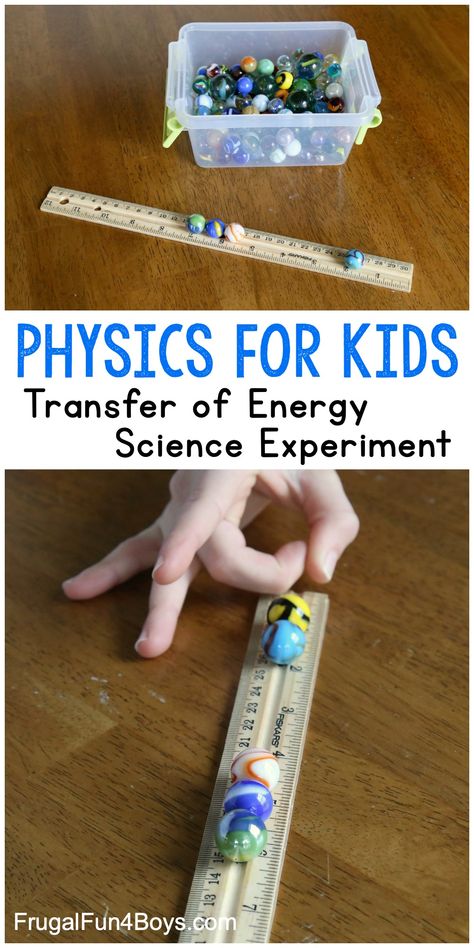 Transfer of Energy Science Experiment - Frugal Fun For Boys and Girls Physics For Kids, Vetenskapliga Experiment, Transfer Of Energy, Physical Science Activities, Experiment Science, Energy Science, Science Experience, Science Camp, 4th Grade Science