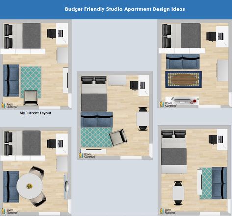 Apartment Layouts, Tiny Apartment Decorating, Apartemen Studio, Small Studio Apartment Decorating, Tiny Studio Apartments, Studio Layout, Studio Apartment Living, Studio Apartment Design, Studio Apt