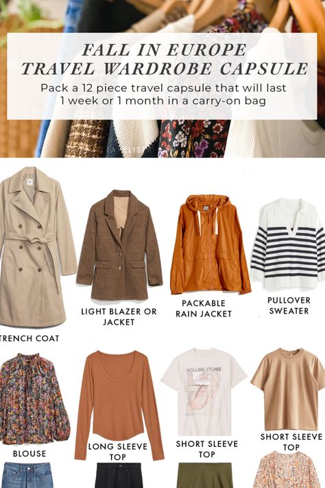 Europe Carry On Packing Fall, Europe Autumn Capsule Wardrobe, Early Fall Europe Outfits, What To Wear Europe Fall, Uk Travel Outfits Fall, Europe Fashion Fall Travel Wardrobe, Outfits To Wear In Europe Fall, Autumn Outfits Travel, Europe In Autumn Outfits