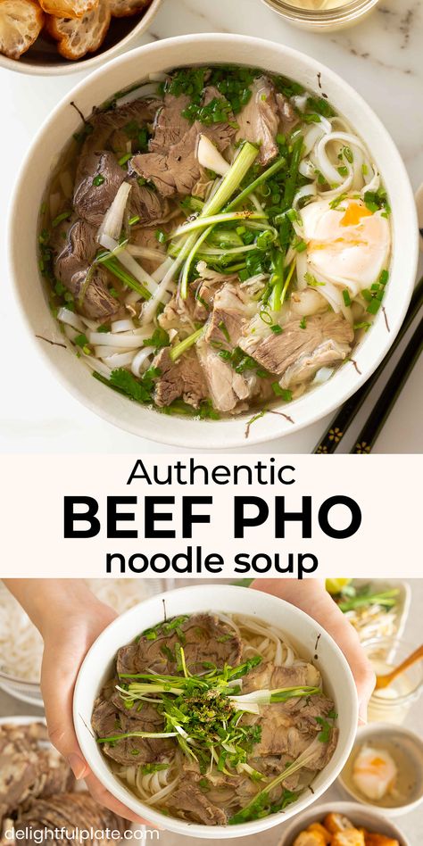 Pho Soup Recipe Easy, Beef Pho Soup Recipe, Beef Pho Recipe, Vietnamese Beef Pho, Pho Soup Recipe, Pho Noodle Soup, Asian Soup Recipes, Vietnamese Beef, Pho Noodles