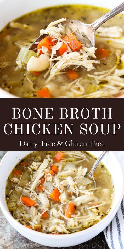 Soup With Bone Broth Recipe, Bone Broth Uses Meals, Gut Health Chicken Soup, Gluten Free Bone Broth Soup, Recipes With Bone Broth In It, Soups With Bone Broth Base, Postpartum Bone Broth Soup, Broth Based Chicken Soup, Healthy Bone Broth Soup Recipes