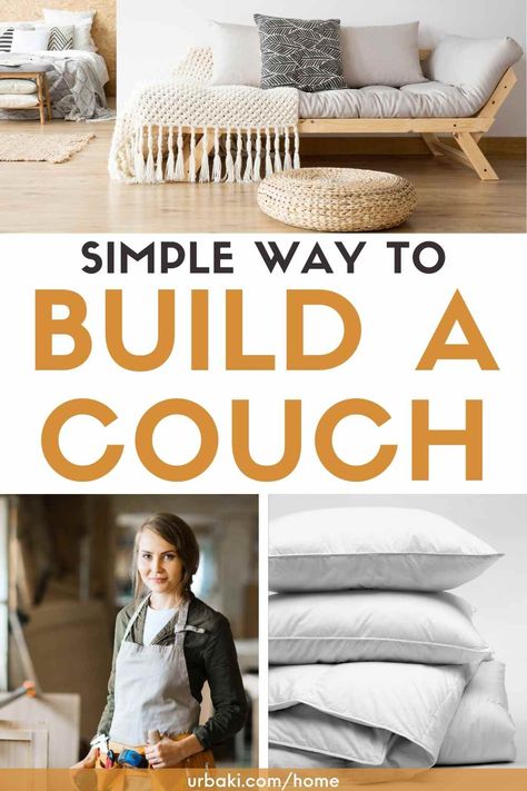 Buying a sofa is the natural way when you need a large and comfortable piece of furniture in your living room. But how about building a sofa? Yes, it's a new idea, but it's gaining momentum as DIY makers churn out creative new sofa designs that are simple and fun to build. These DIY sofas use materials from your local home center, and you don't have to be a veteran carpenter or upholsterer to assemble them. 1. DIY Two-Piece Upholstered Sectional Couch. The motivation behind this DIY sofa was... Diy Sectional Sofa With Storage, Couch Diy Ideas, Homemade Sofa Couch, Building A Couch Diy, Diy Couch With Storage, How To Build A Sofa, Diy Couch Frame, Diy Boho Couch, Diy Floor Couch