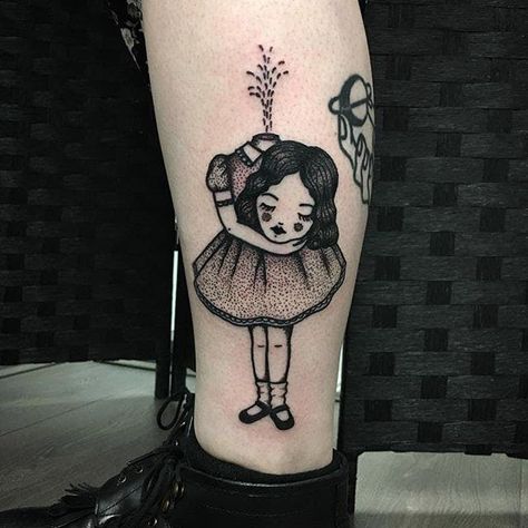 Sarah Whitehouse Tattoo, Scary Tattoo Ideas, Peony Tattoo, Universe Tattoo, Doll Tattoo, Scary Tattoos, Creepy Tattoos, Spooky Tattoos, Have A Great Night