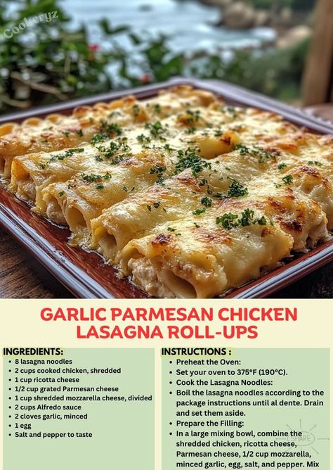 Garlic Parmesan Chicken Lasagna, Lasagna Chicken Roll Ups, Chicken Lasagna Roll Ups, Chicken Parmesan Lasagna Roll Ups, Lasagna Roll Ups With Garlic Parmesan, Garlic Parmesan Chicken Lasagna Roll Ups, Chicken Alfredo Lasagna Roll Ups Recipe, Cheesy Chicken Lasagna Roll Ups, Chicken Roll Ups Lasagna Noodles