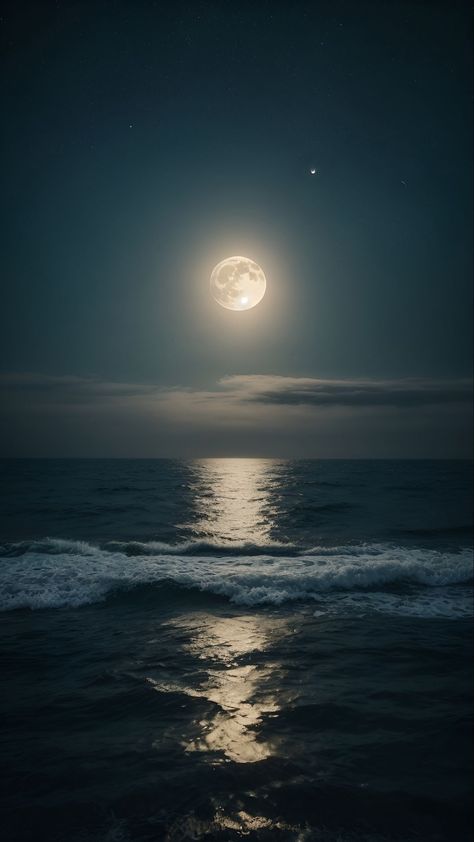 Space 4k, Moon Reflection, Moon And Stars Wallpaper, Dark Ocean, Moon Beach, Moonlight Photography, Ocean At Night, Scenery Photos, Night Moon