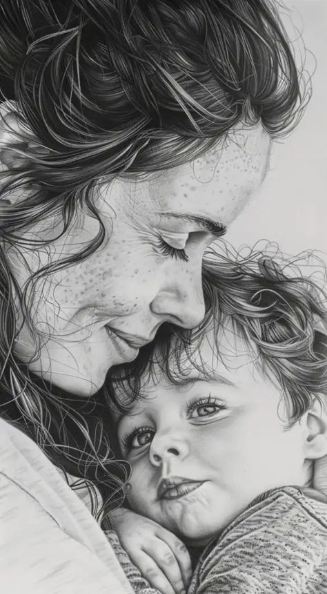 Mom Wallpaper Art, Pencil Sketch Reference, Art About Motherhood, Mother Day Sketch, Mother Love Pictures, Mom Love Wallpaper, Mom Art Drawing, Wallpaper For Mom, Portrait Sketches Realistic