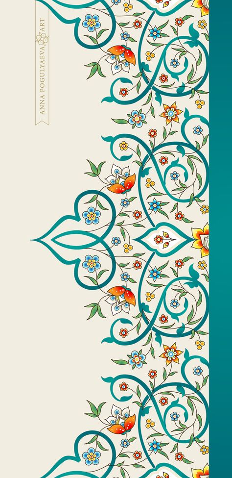 ARABESQUE pattern & border by Anna Pogulyaeva \ Eastern Floral Decoration \ Восточный орнамент Indian Wallpaper Design, Arabic Print Pattern, Islamic Art Pattern Arabesque Design, Islamic Ornament Design, Islamic Art Pattern Arabesque, Islam Pattern, Arabic Prints, Arabic Pattern Design, Islamic Border