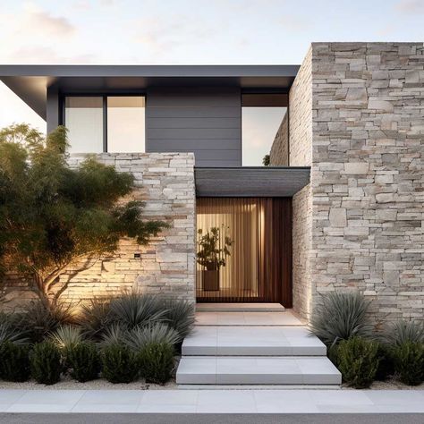 How Stone Cladding Transforms Exterior Walls • 333+ Images • [ArtFacade] Facade Stone Cladding, Modern Brick Exterior House, House Exterior Tiles, Stone Cladding Exterior Modern, Stone Wall Exterior House, Stone Facade House Exterior, Nordic Chalet, Cladding House Exterior, Brick And Siding Exterior