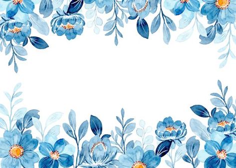 Blue floral frame with watercolor Premiu... | Premium Vector #Freepik #vector #flower #wedding #watercolor #floral Blue Floral Frame Background, Blue Floral Frame, Blue Floral Background, Watercolor Templates, Templates Background, Blue Flowers Background, Drawing Wedding Invitation, Flower Invitation Card, Gold And Black Background