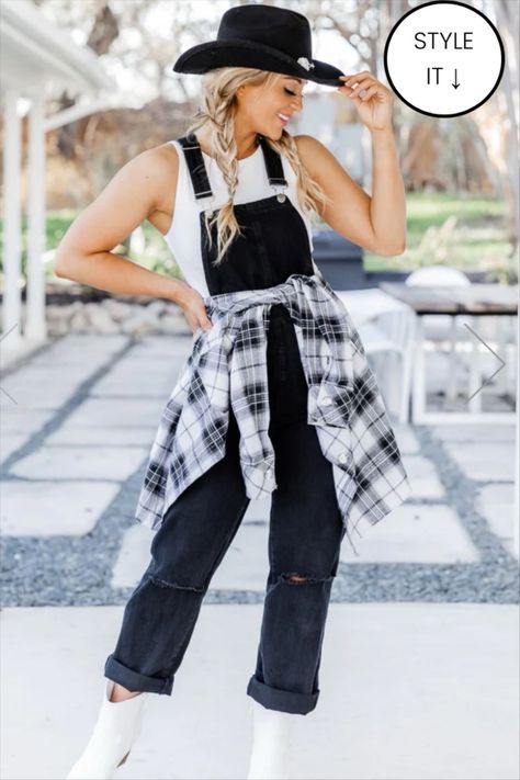 Keep Looking Up Black Overalls curated on LTK Overalls With Dr Martens, Overalls Cowboy Boots Outfit, Cowboy Overalls Outfit, Black Overalls Fall Outfit, Cowgirl Overalls Outfits, Overalls With Boots Outfits, Women’s Overall Outfits, Styling Black Overalls, Overalls And Cowboy Boots Outfit