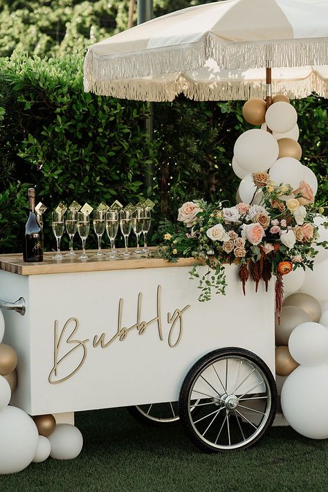 Wedding Shower Theme, Lilac Party, Champagne Cart, Party Rental Ideas, Camarillo California, Cart Design, Mobile Cart, Cart Ideas, Bubbly Bar