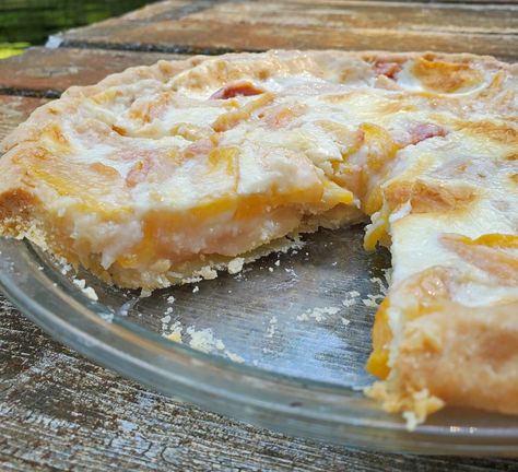 Fresh Peaches And Cream Pie, Peach Cream Pie Recipe, Peach And Cream Pie, Peaches And Cream Pie Recipe, Peach Deserts Ideas, Peach Cream Cheese Dessert, Peach Desserts With Fresh Peaches, Fresh Peach Desserts, Peach Recipes Easy