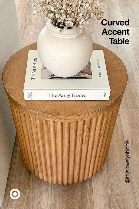 Upgrade any corner in your home with this neutral accent table. The textured wooden-finish will complement your living space or bedroom decor. Psst! It doubles up as a side or end table. Oatmeal And Black Living Room, Living Room End Tables Decor, Light And Airy Living Room Cozy, Coffee Table Ideas Living Room, Living Room Side Table Ideas, Side Tables In Living Room, Neutral Home Decor Living Room, Living Room Accent Furniture, End Table Ideas