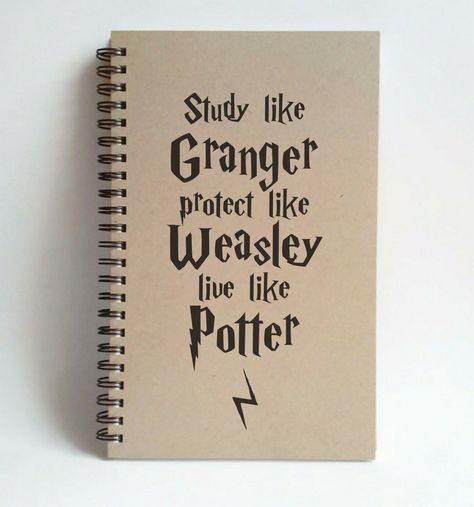 Study like granger, protect like Weasley, live like Potter, 5X8 Journal, spiral brown kraft notebook, diary, sketchbook, harry potter gift by TheJournalCompany on Etsy https://www.etsy.com/listing/242250344/study-like-granger-protect-like-weasley Study Like Granger Protect Like Weasley Live Like Potter, Harry Potter Aesthetic Drawing Ideas, Harry Potter Journal Cover, Cute Harry Potter Doodles, Harry Potter Journaling Ideas, Harry Potter Aesthetic Doodles, Harry Potter Sketchbook Ideas, Harry Potter Diary Ideas, Journal Ideas Harry Potter