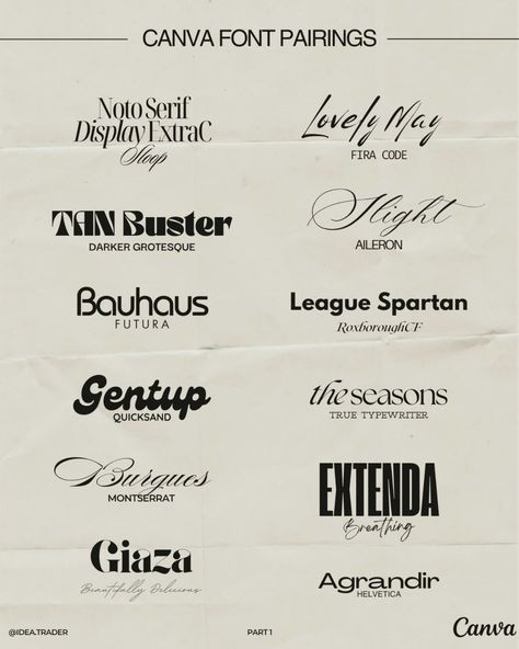 aesthetic fonts Best T Shirt Fonts, Best Fonts For T Shirts, Canva Cool Fonts, Canva Design Inspiration, Typography Pairings, Canva Typography, Typography Design Ideas, Fonts For Graphic Design, Graphic Fonts