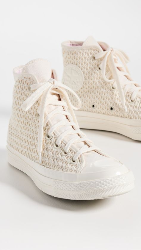 Converse Chuck 70 High Top Sneakers | Shopbop Cute Womens Converse, Unique Converse Shoes, Converse Wishlist, Cute High Top Shoes, Heeled Converse, Canvas Crochet, Converse Chuck 70 High Top, Converse Hightop, Chuck 70 High Top