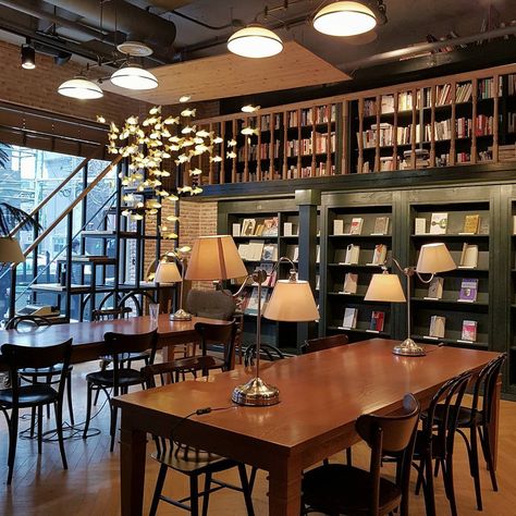 The Top 16 Cafes in Seoul to Read in Reading Cafe Coffee Shop, Cafe With House On Top, Library Cafe Coffee Shop, Cute Cafes In Korea, Bookstore With Cafe, Coffee Book Store, Cute Book Store, Cafe With Library, Coffee Shop With Books